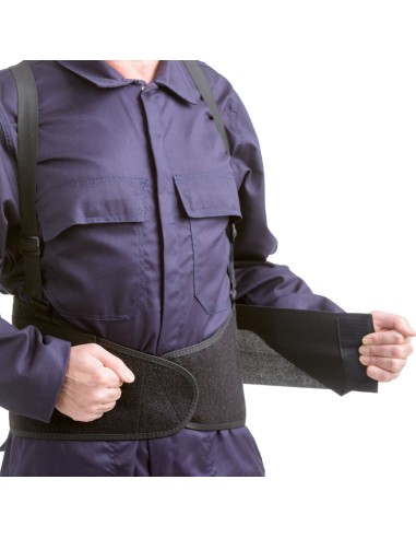 Elastic lumbar belt with Velcro and suspenders (in blister)