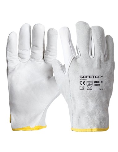 SOESTO, guanto misto in pelle fiore e crosta taglia unica