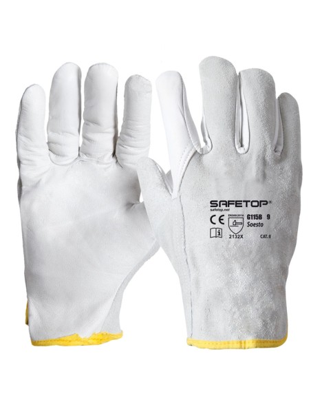 SOESTO, mixed glove with grain leather and split leather, one size