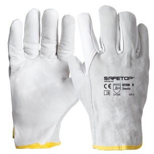 SOESTO, mixed glove with grain leather and split leather, one size