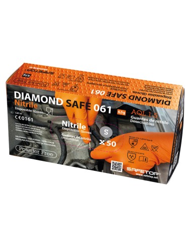 DIAMOND SAFE, luva química laranja nitrilo diamante