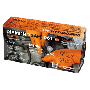 DIAMOND SAFE, luva química laranja nitrilo diamante