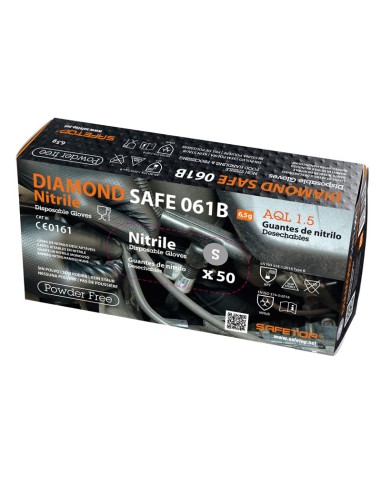 DIAMOND SAFE, כפפת כימיקלים ניטריל שחורה עם מרקם יהלום
