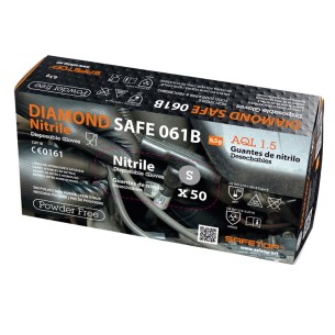 DIAMOND SAFE, luva química nitrilo preto diamantado