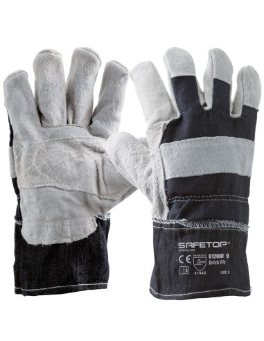 BRICK FIT, cotton canvas and split leather glove, one size