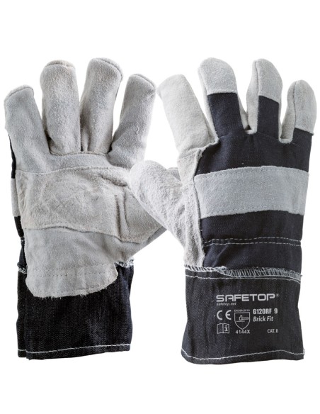BRICK FIT, cotton canvas and split leather glove, one size