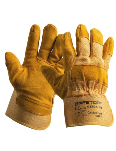 CANADA TONE, cotton canvas split leather glove one size