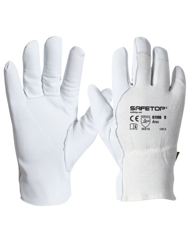 ARES, gant en coton et cuir fleur de chèvre