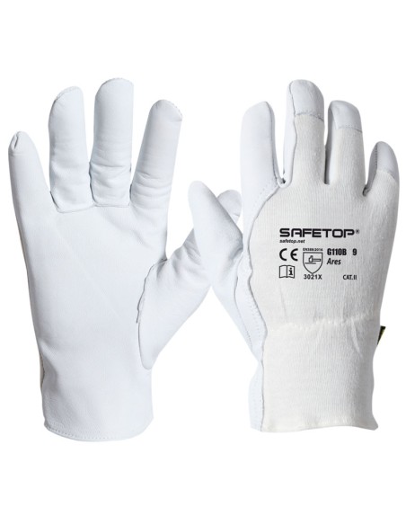 ARES, gant en coton et cuir fleur de chèvre