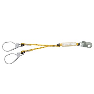 DOUBLE CORDE 2 m, absorbeur + mousquetons maxi (83 mm ap)