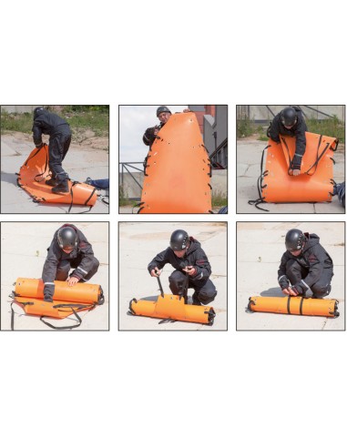 KIT DE SECOURS, avec civière, cordes, mousqueton et sac à dos