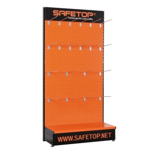 ESPOSITORE IN LAMIERA, 100x200 cm con vassoio e ganci 2