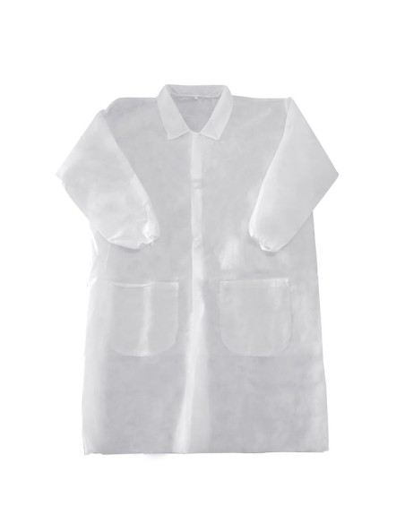 LAB-COAT, εργαστηριακή ρόμπα από πολυπροπυλένιο λευκή 67x104 εκ