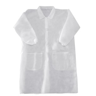 LAB-COAT, εργαστηριακή ρόμπα από πολυπροπυλένιο λευκή 67x104 εκ
