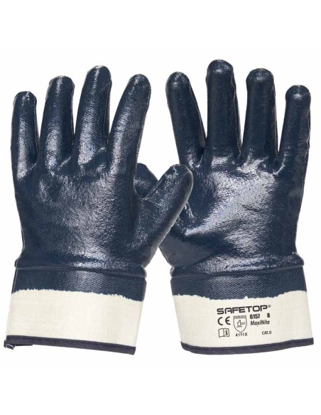 MAXINITE, blue nitrile glove with coated gauntlet