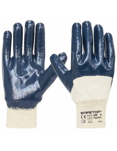 ERGOSAFE, guanto di nitrile blu supporto cotone