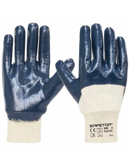 ERGOSAFE, blue nitrile glove with cotton support