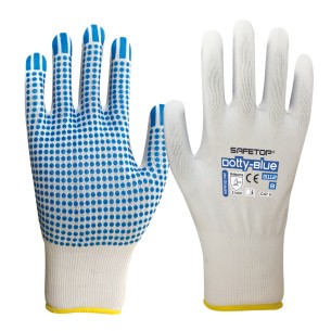 Dotty-Blue, 13G nylon glove with PVC dots