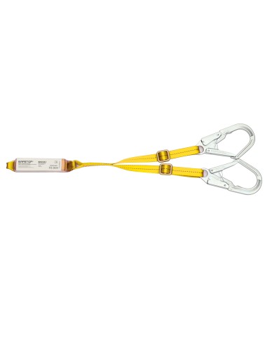ADJUSTABLE DOUBLE LANYARD 1.50-2 m, WITH SHOCK ABSORBER AND CARABINERS