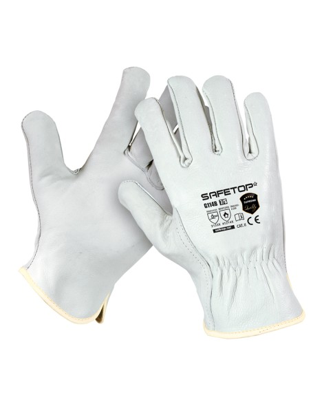 BRION SUPREM, guanto in pelle fiore bianco 100ºC T. 7-11