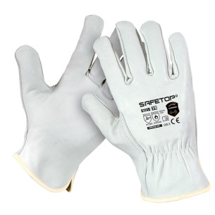 BRION SUPREM, guanto in pelle fiore bianco 100ºC T. 7-11