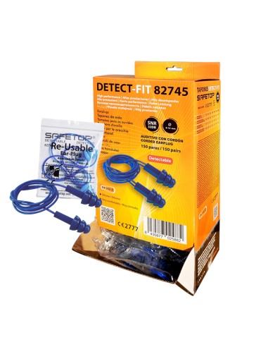 DETECT-FIT, אטמי אוזניים ניתנים לגילוי עם חוט בשקיות של 150 זוגות SNR 32