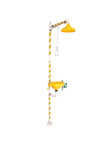 DOCCIA IN PVC, con maniglia bianco-giallo con lavaocchi