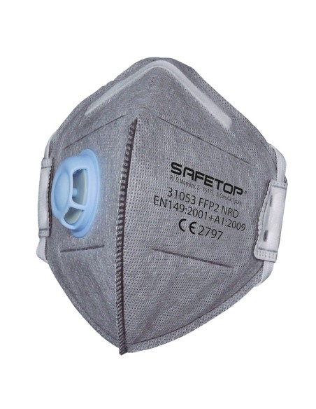 FFP2 NR D, vertically foldable mask with activated carbon valve