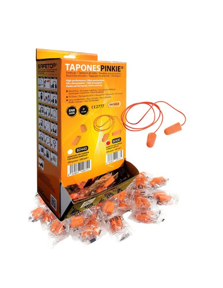 PINKIE CORDED PU Foam, bouchons d'oreilles avec cordon SNR 37 dB Boîte de 200 paires