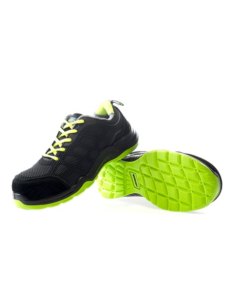MARIO, chaussure S1P de sport noir-vert sans métal