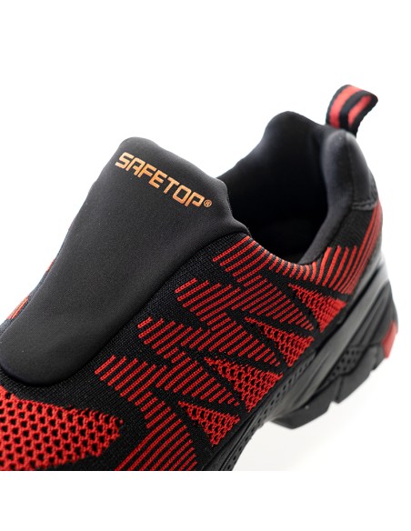 TOKIO, red shoe S1P slip-on Flytex elastic