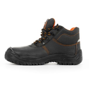 EURIO, Bota de couro preto gravado S3 SR com cadarços