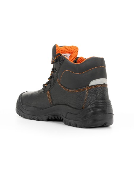 EURIO, Black Embossed Leather Boot S3 SR with Laces