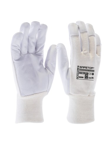 CAMELLE, Leather-cotton glove, elastic closure