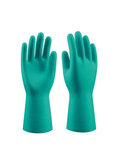 CHEMICAL GREEN, Luva Nitrilo química verde flocados L33 cm