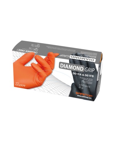 DIAMOND GRIP, Γάντια 8g διαμαντοειδή διπλής όψης πορτοκαλί Cx 50