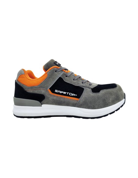 SINIO, scarpa sportiva con lacci S3S SR FO suede grigio/arancione