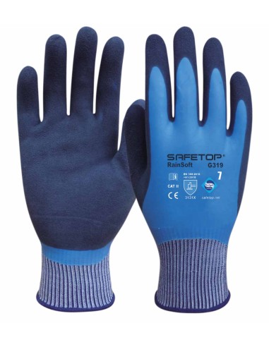 RAINSOFT, luva impermeável látex 18g bicamada, palma porosa