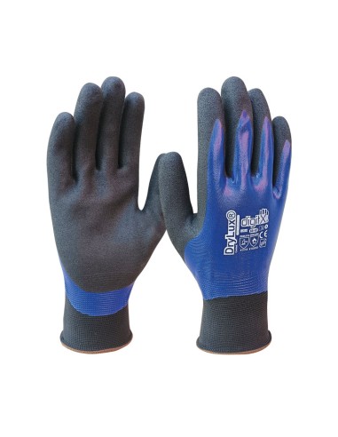 DRYLUX, Guanto Nitrile Bistrato Blu Rivestito Impermeabile