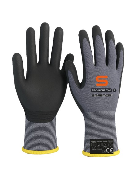 FIT-O-RIGHT, Guante 15g антистטי нейлон нитрил Sandy fino 4121A, ANSI A1 Touchscreen