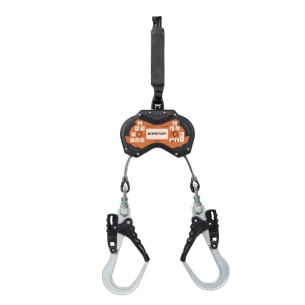 SERIES AS, Double retractable strap with 50 mm hooks, 140 kg and factor 2