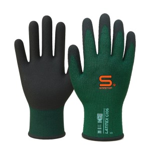 LATITEX, Luva com suporte em Spandex verde, Látex micro-rugoso, dorso ventilado