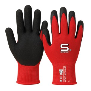 POLYLAX, Guante soporte Poliester Rojo, Látex microrrugoso, dorso aireado