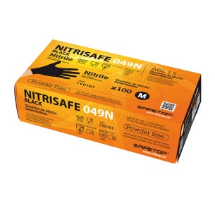 NITRISAFE BLACK, luva descartável Preta-pack 100 un
