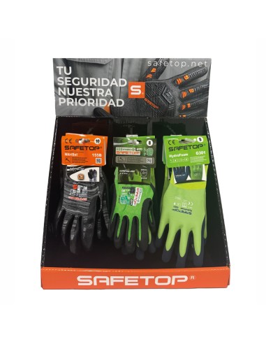 Counter display for gloves with three hooks, 380x180x365 - 300 g gloss laminated