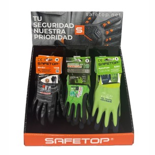 Counter display for gloves with three hooks, 380x180x365 - 300 g gloss laminated 2