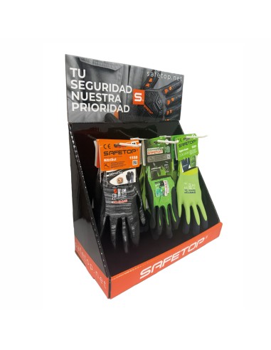 Counter display for gloves with three hooks, 380x180x365 - 300 g gloss laminated