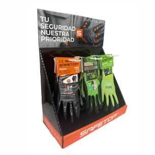 EXPOSITOR de sobremesa para guantes tres ganchos, 380x180x365 - 300 g laminado brillo