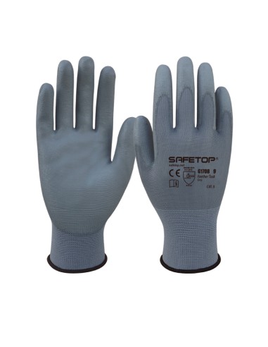 FEATHER TASK gris, PU sur polyester, paquets de **12 paires**