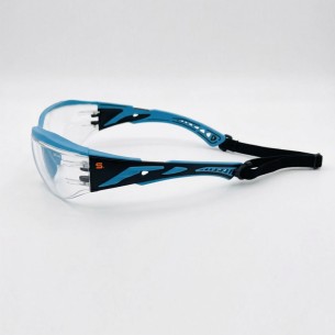 PRISTINA-N, Clear PC Safety Glasses FTKN bi-Component Frame, Blue/Black Metal-free, with Wide Strap 2